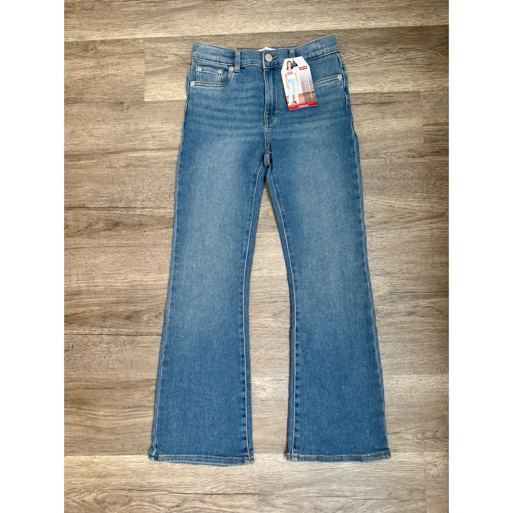 NWT Levi's 726 High Rise Flare Jeans Girls Size 10 Light Wash Stretch Denim